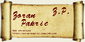 Zoran Paprić vizit kartica
